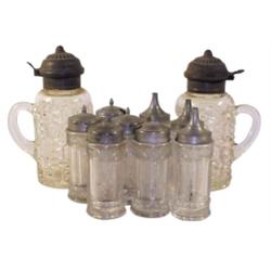 Fancy heavy pressed glass syrups (2) ...