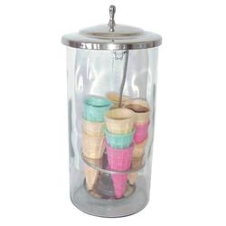 Ice cream cone display jar, glass cyl...