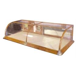 Oak curved glass countertop display c...