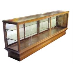 Floor display case, oak & glass, beve...