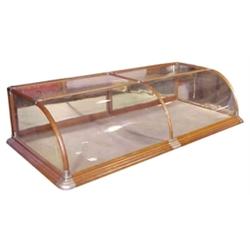 Oak curved glass countertop display c...