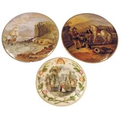 Prattware potlids w/bases (3): couple...