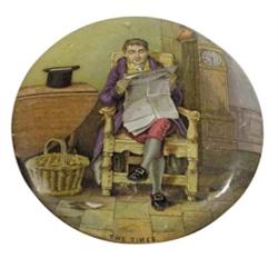 Prattware potlid w/base, The Times, E...