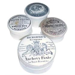 Advertising potlids w/bases (4): Cher...