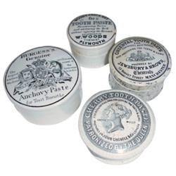 Advertising potlids w/bases (4): Cher...