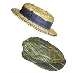 Child's straw hat & men's cap, sold w...