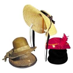 Amish bonnet, 3 women's straw hats & ...