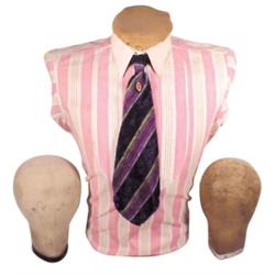 Old hat display heads (2) & plaster/m...