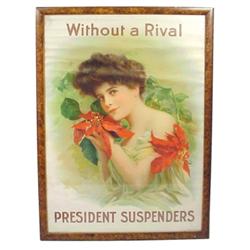 President Suspenders paper sign, C.A....