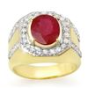 Image 1 : 4.75 CTW Ruby & Diamond Men's Ring 10K Yellow Gold - REF-118V2Y - 14501