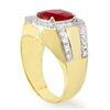 Image 2 : 4.75 CTW Ruby & Diamond Men's Ring 10K Yellow Gold - REF-118V2Y - 14501