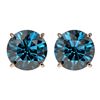 Image 1 : 3.15 CTW Certified Intense Blue SI Diamond Solitaire Stud Earrings 10K Rose Gold - REF-379K3W - 3670