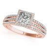 Image 2 : 1.05 CTW Certified VS/SI Princess Diamond 2Pc Set Solitaire Halo 14K Rose Gold - REF-161X3R - 31383