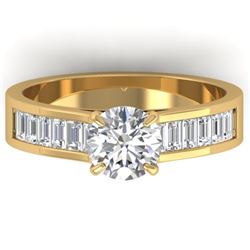 1.75 CTW Certified VS/SI Diamond Solitaire Art Deco Ring 14K Yellow Gold - REF-422M4F - 30350