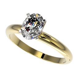 1.25 CTW Certified VS/SI Quality Oval Diamond Solitaire Ring 10K Yellow Gold - REF-370H8M - 32915