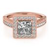 Image 1 : 1.05 CTW Certified VS/SI Princess Diamond Solitaire Halo Ring 18K Rose Gold - REF-218M2F - 27118