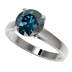 2.50 CTW Certified Intense Blue SI Diamond Solitaire Engagement Ring 10K White Gold - REF-502F3N - 3