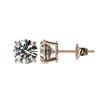 Image 2 : 1.55 CTW Certified H-SI/I Quality Diamond Solitaire Stud Earrings 10K Rose Gold - REF-183M2F - 36604