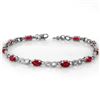 Image 2 : 3.51 CTW Ruby & Diamond Bracelet 18K White Gold - REF-60Y9X - 11401