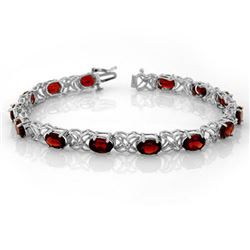 13.55 CTW Garnet & Diamond Bracelet 14K White Gold - REF-80K5W - 10123