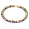 Image 2 : 19.7 CTW Amethyst & VS/SI Certified Diamond Eternity Bracelet 10K Yellow Gold - REF-104M2F - 29359