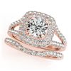 Image 1 : 1.54 CTW Certified VS/SI Diamond 2Pc Wedding Set Solitaire Halo 14K Rose Gold - REF-176M2F - 30904