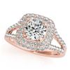 Image 2 : 1.54 CTW Certified VS/SI Diamond 2Pc Wedding Set Solitaire Halo 14K Rose Gold - REF-176M2F - 30904