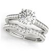 Image 1 : 1.83 CTW Certified VS/SI Diamond Solitaire 2Pc Wedding Set 14K White Gold - REF-400M9F - 31640