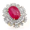 Image 1 : 12.16 CTW Ruby & Diamond Ring 14K Yellow Gold - REF-363X3R - 12966