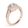 Image 4 : 1 CTW Certified VS/SI Diamond Solitaire Halo Ring 18K Rose Gold - REF-147M3F - 26983