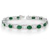 Image 2 : 12.05 CTW Emerald & Diamond Bracelet 14K White Gold - REF-106M2F - 11218