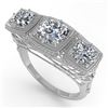 Image 2 : 2 CTW Past Present Future VS/SI Cushion Cut Diamond Ring Deco 18K White Gold - REF-481M6F - 36072