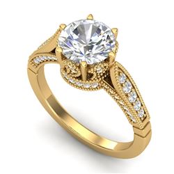 2.2 CTW VS/SI Diamond Art Deco Ring 18K Yellow Gold - REF-725K5W - 37240