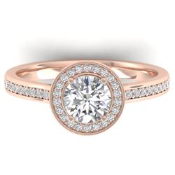 1.10 CTW Certified VS/SI Diamond Solitaire Micro Halo Ring 14K Rose Gold - REF-188V5Y - 30352