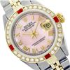 Image 1 : Rolex Ladies Two Tone 14K Gold/ss, Roman Dial with Diam/Ruby Bezel, Sapphire Crystal - REF-428Y6X