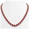 Image 1 : 34.11 CTW Ruby & Diamond Necklace Rose Gold 10K Rose Gold - REF-562V9Y - 40404