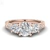 Image 2 : 1.41 CTW VS/SI Diamond Solitaire Art Deco 3 Stone Ring 18K Rose Gold - REF-263M6F - 37008