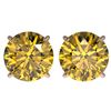 Image 1 : 4 CTW Certified Intense Yellow SI Diamond Solitaire Stud Earrings 10K Rose Gold - REF-930M2F - 33140