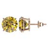 Image 2 : 4 CTW Certified Intense Yellow SI Diamond Solitaire Stud Earrings 10K Rose Gold - REF-930M2F - 33140