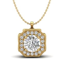 1.54 CTW VS/SI Diamond Solitaire Art Deco Necklace 18K Yellow Gold - REF-409V3Y - 37327