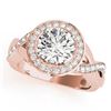 Image 1 : 2 CTW Certified VS/SI Diamond Solitaire Halo Ring 18K Rose Gold - REF-541M3F - 26177
