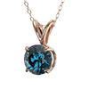 Image 2 : 0.78 CTW Certified Intense Blue SI Diamond Solitaire Necklace 10K Rose Gold - REF-82X5R - 36745