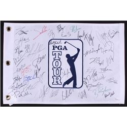 PGA TOUR MULTI SIGNED PIN FLAG (14" X 20") 44 SIGNATURES (PGA TOUR HOFers & STARS)