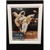 Image 1 : BOB FELLER AUTOGRAPHED 8" X 10" FRAMED PHOTO W/ AUTO BASEBALL CARD INCLUDES (COA)