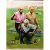 Image 1 : TIGER WOODS, ARNOLD PALMER & JACK NICKLAUS 24" X 28" CANVAS ART BY JIANG ZUM ZHONG