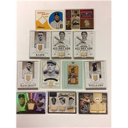 GAME USED MEMORABILIA BASEBALL CARD LOT