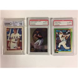 HIGH GRADED BASEBALL CARDS LOT (1991 JASON GIAMBI, 1998 TROY GLAUS, 1990 SAMMY SOSA)