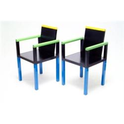 MEMPHIS, Mailand (für den Vertrieb) - George J. Sowden - Paar Sessel Palace, - Holz. Sesselbei...