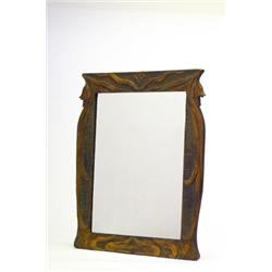 DEUTSCHLAND - Wandspiegel, - Spiegel, Holz. Hochrechteckiger Spiegel, geschnitzter Holzrahmen m...