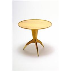 CASSINA - Giò Ponti - Beistelltisch, - Holz, Metall. Runde Tischplatte auf dreiseitigem Schaft...